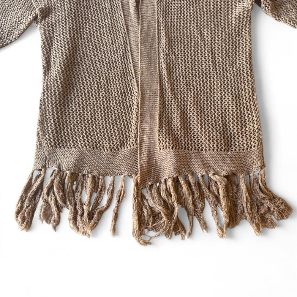 Ralph Lauren Lauren Jeans Co Fringe Cardigan Women’s M Tan Open Knit - Picture 4 of 5